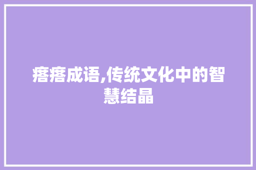 瘩瘩成语,传统文化中的智慧结晶