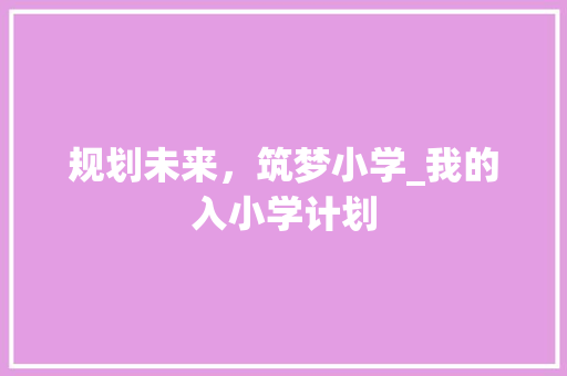 规划未来，筑梦小学_我的入小学计划