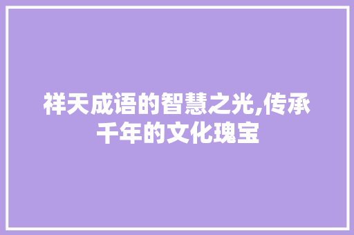祥天成语的智慧之光,传承千年的文化瑰宝