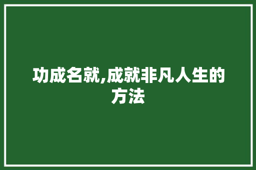 功成名就,成就非凡人生的方法