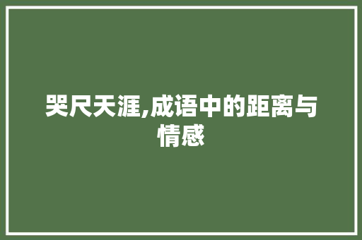 哭尺天涯,成语中的距离与情感