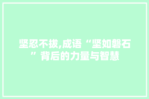 坚忍不拔,成语“坚如磐石”背后的力量与智慧