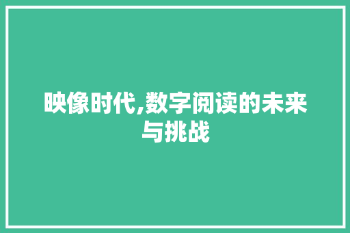 映像时代,数字阅读的未来与挑战