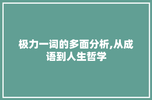 极力一词的多面分析,从成语到人生哲学