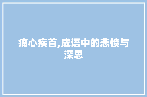 痛心疾首,成语中的悲愤与深思