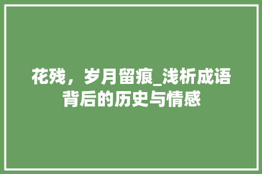 花残，岁月留痕_浅析成语背后的历史与情感