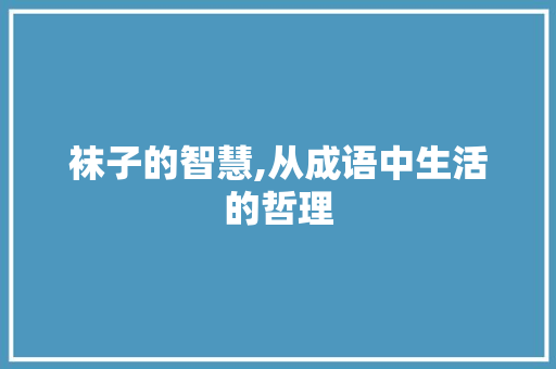 袜子的智慧,从成语中生活的哲理