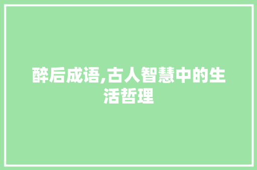 醉后成语,古人智慧中的生活哲理