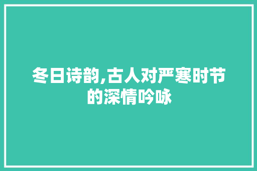 冬日诗韵,古人对严寒时节的深情吟咏