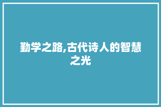 勤学之路,古代诗人的智慧之光