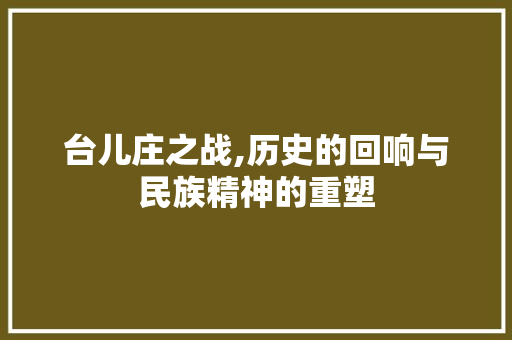 台儿庄之战,历史的回响与民族精神的重塑