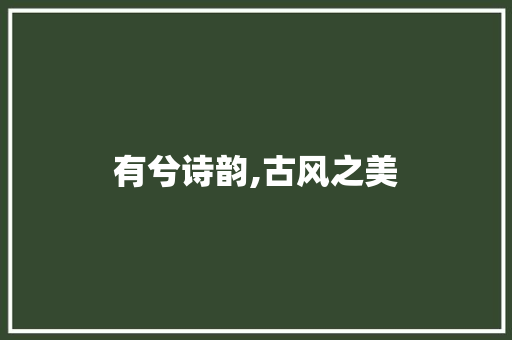 有兮诗韵,古风之美
