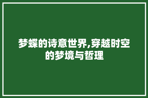 梦蝶的诗意世界,穿越时空的梦境与哲理