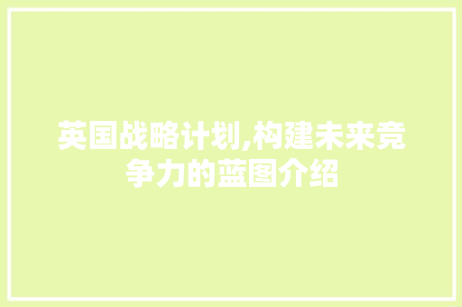 英国战略计划,构建未来竞争力的蓝图介绍