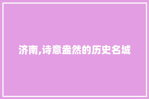 济南,诗意盎然的历史名城