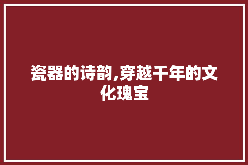 瓷器的诗韵,穿越千年的文化瑰宝