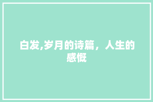 白发,岁月的诗篇，人生的感慨