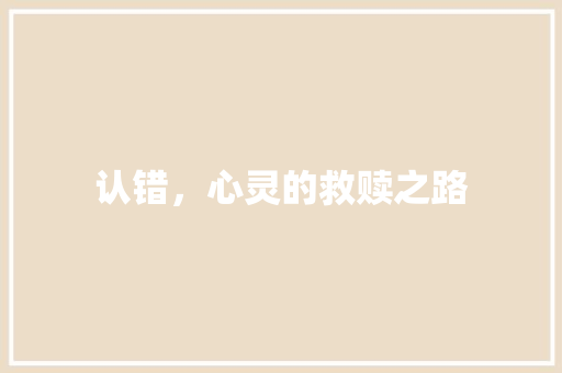 认错，心灵的救赎之路