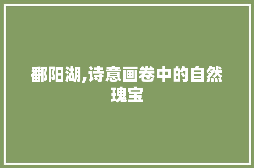 鄱阳湖,诗意画卷中的自然瑰宝