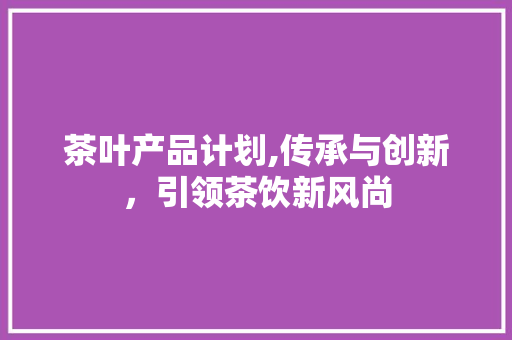 茶叶产品计划,传承与创新，引领茶饮新风尚