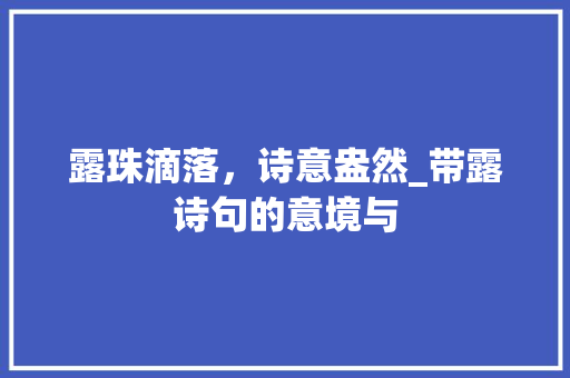 露珠滴落，诗意盎然_带露诗句的意境与