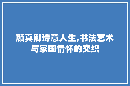 颜真卿诗意人生,书法艺术与家国情怀的交织