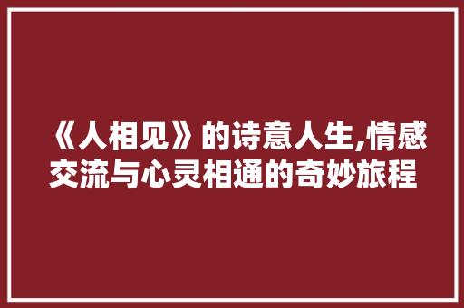 《人相见》的诗意人生,情感交流与心灵相通的奇妙旅程