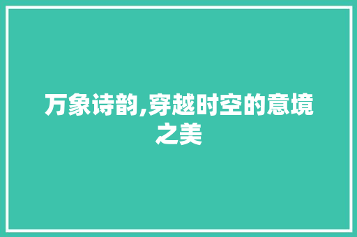 万象诗韵,穿越时空的意境之美