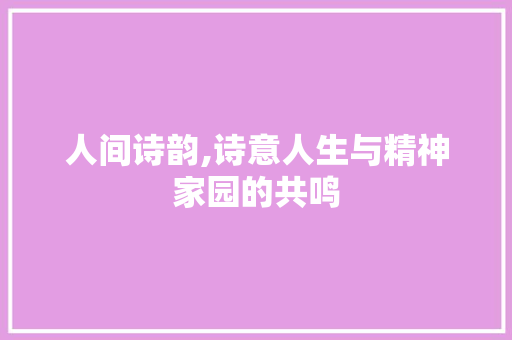 人间诗韵,诗意人生与精神家园的共鸣
