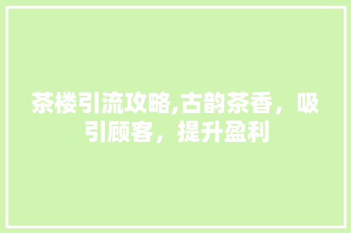 茶楼引流攻略,古韵茶香，吸引顾客，提升盈利
