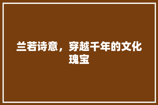 兰若诗意，穿越千年的文化瑰宝