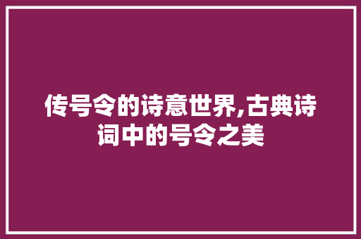 传号令的诗意世界,古典诗词中的号令之美