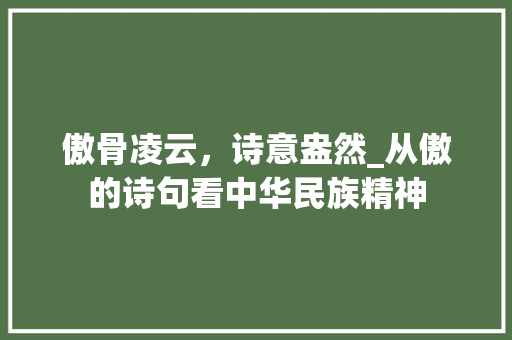 傲骨凌云，诗意盎然_从傲的诗句看中华民族精神