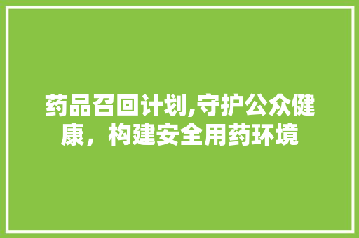 药品召回计划,守护公众健康，构建安全用药环境