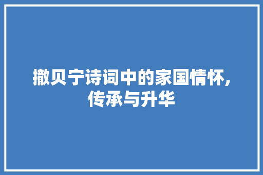 撤贝宁诗词中的家国情怀,传承与升华 演讲稿