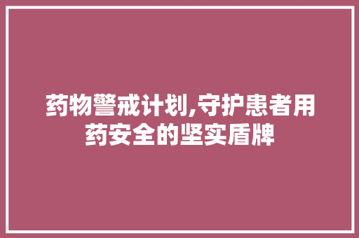 药物警戒计划,守护患者用药安全的坚实盾牌