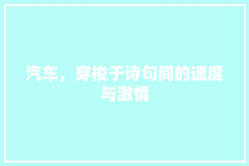 汽车，穿梭于诗句间的速度与激情