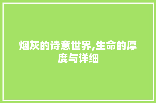 烟灰的诗意世界,生命的厚度与详细