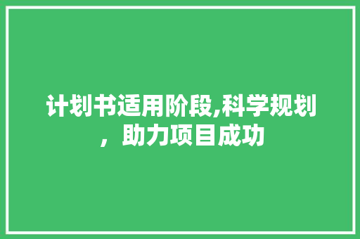计划书适用阶段,科学规划，助力项目成功
