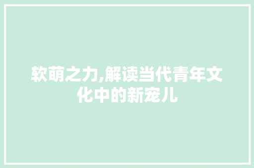 软萌之力,解读当代青年文化中的新宠儿 工作总结