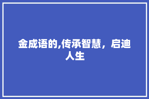 金成语的,传承智慧，启迪人生 成语大全