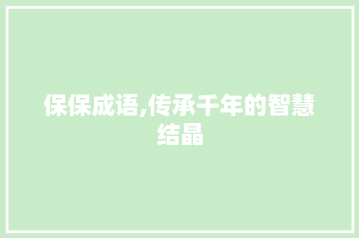 保保成语,传承千年的智慧结晶