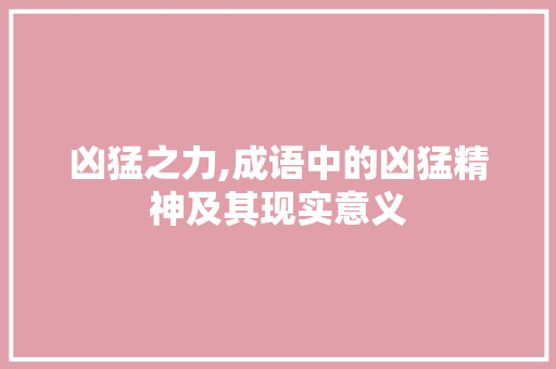 凶猛之力,成语中的凶猛精神及其现实意义