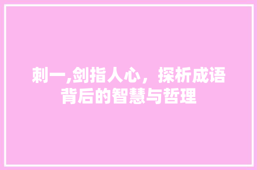刺一,剑指人心，探析成语背后的智慧与哲理