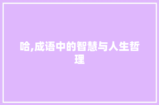 哈,成语中的智慧与人生哲理