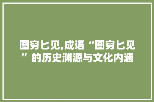 图穷匕见,成语“图穷匕见”的历史渊源与文化内涵