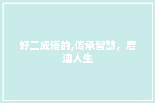 好二成语的,传承智慧，启迪人生