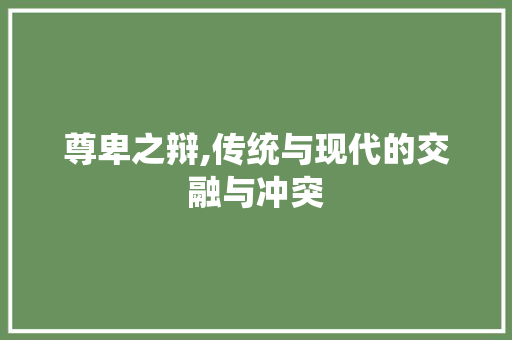 尊卑之辩,传统与现代的交融与冲突