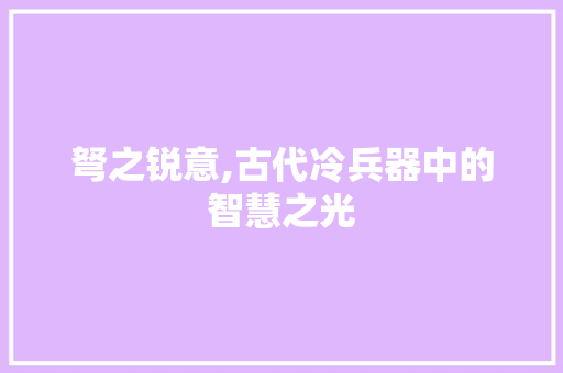 弩之锐意,古代冷兵器中的智慧之光