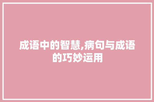 成语中的智慧,病句与成语的巧妙运用